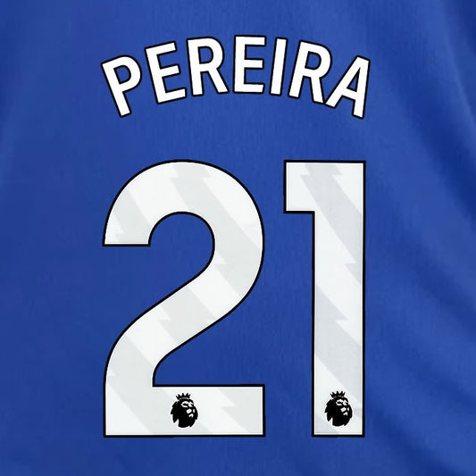 2024 2025 OFFICIAL LEICESTER CITY PEREIRA 21 WHITE HOME PLAYER SIZE NAME SET