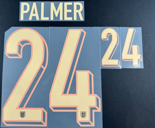 ENGLAND 2024-2025 OFFICIAL SPORTING ID PALMER 24 AWAY PLAYER SIZE NAME SET