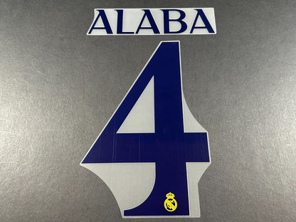 2023 2024 AVERY DENNISON REAL MADRID ALABA 4 HOME PLAYER SIZE NAMESET