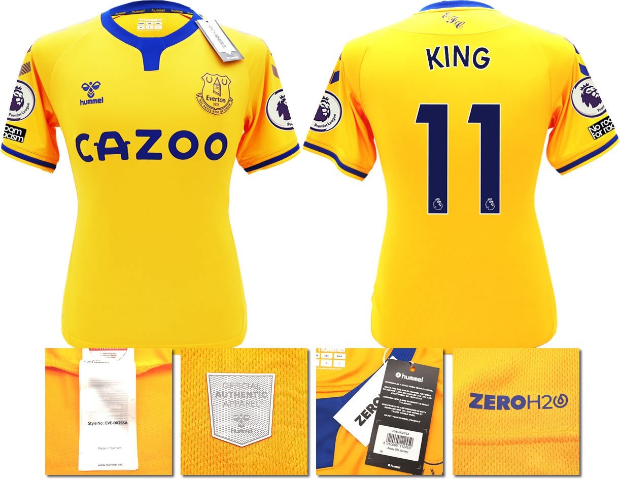 BNWT 2020 2021 HUMMEL EVERTON AWAY SHIRT MEN'S KING 11 + PATCHES