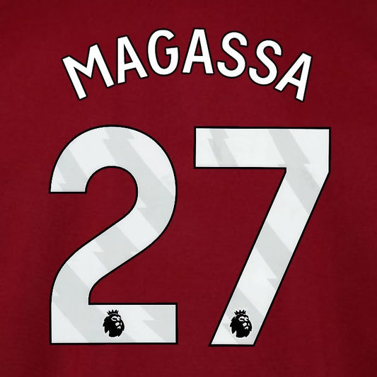 2025 2026 WEST HAM MAGASSA 27 OFFICIAL WHITE HOME PLAYER SIZE NAMESET