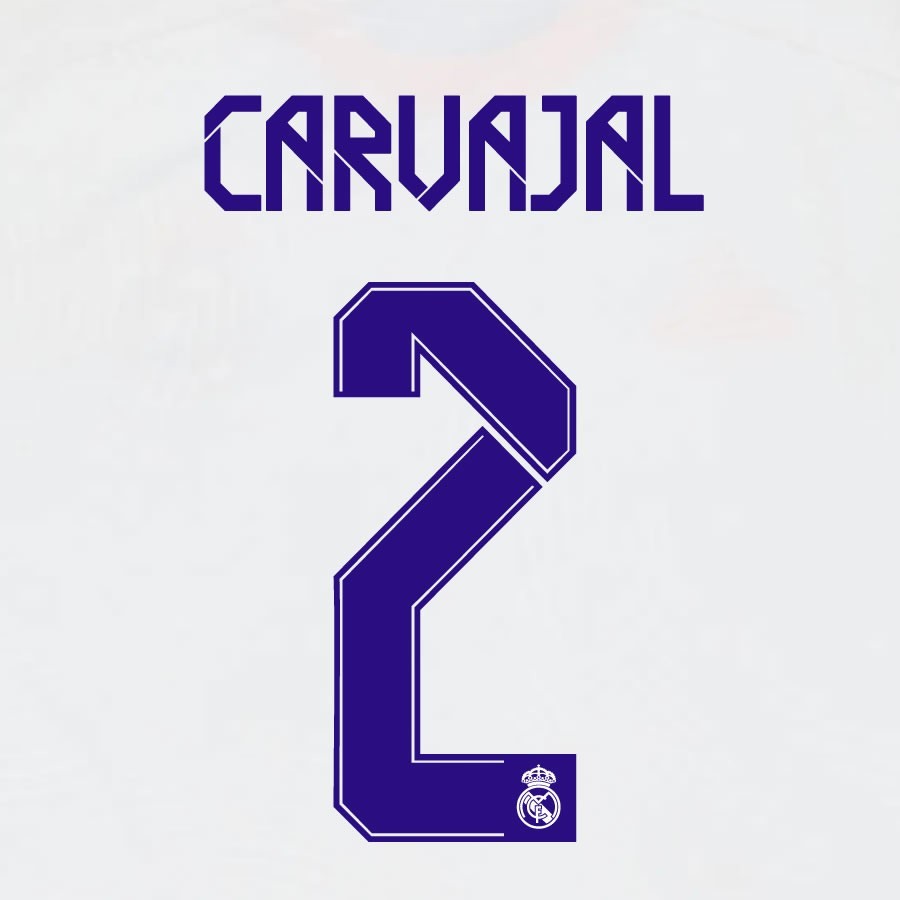 2021 2022 AVERY DENNISON REAL MADRID CARVAJAL 2 HOME PLAYER SIZE NAMESET