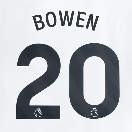 2023 2024 WEST HAM BOWEN 20 OFFICIAL AWAY BLACK PLAYER SIZE NAMESET