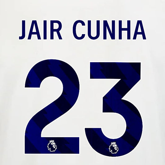 2025 2026 OFFICIAL NOTTINGHAM JAIR CUNHA 23 BLUE AWAY PLAYER SIZE NAMESET
