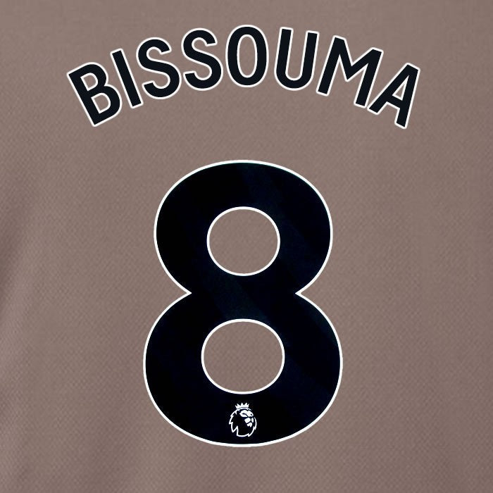 SPURS 2023 2024 BISSOUMA 8 BLACK 3RD PLAYER SIZE NAME SET