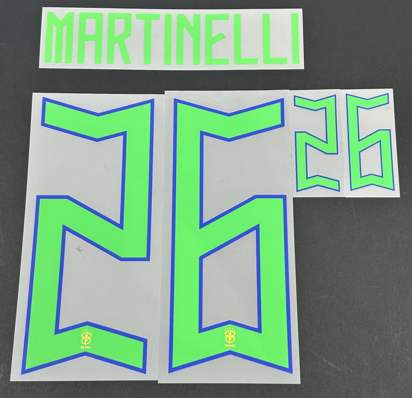 BRAZIL 2022 2023 OFFICIAL MARTINELLI 26 HOME PLAYER SIZE NAMESET
