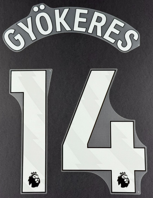 ARSENAL 25/26 GYOKERES 14 OFFICIAL AVERY DENNISON WHITE PLAYER SIZE NAME SET