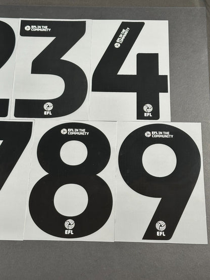 2025 2026 OFFICIAL EFL FOOTBALL LEAGUE BLACK PLAYER SIZE SHIRT NUMBERS