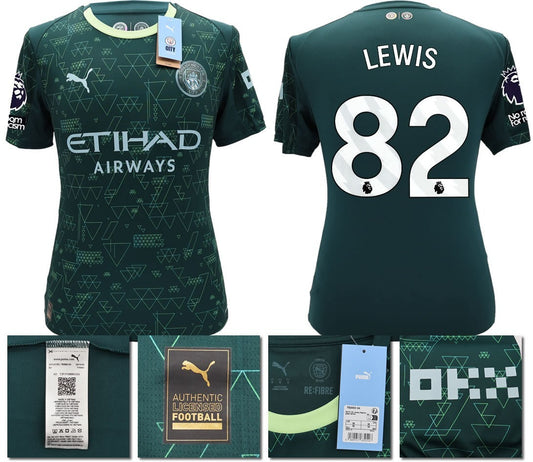 BNWT 25 26 MAN CITY PUMA 4TH LEWIS 82 + PATCHES FOOTBALL SHIRT