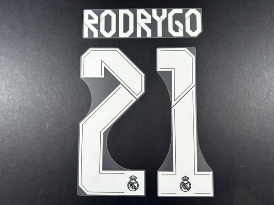 2021 2022 REAL MADRID RODRYGO 21 WHITE AWAY 3RD PLAYER SIZE NAMESET