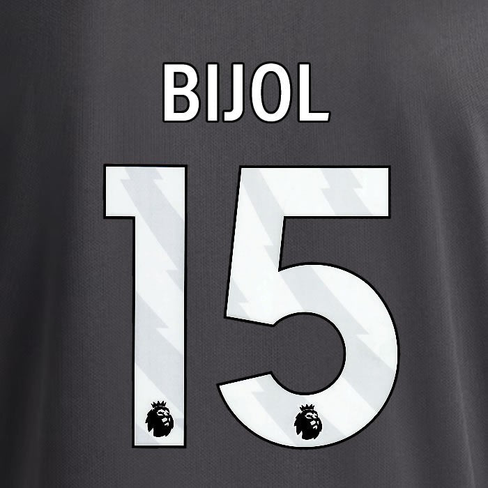 2025 2026 OFFICIAL LEEDS UNITED BIJOL 15 WHITE 3RD PLAYER SIZE NAMESET