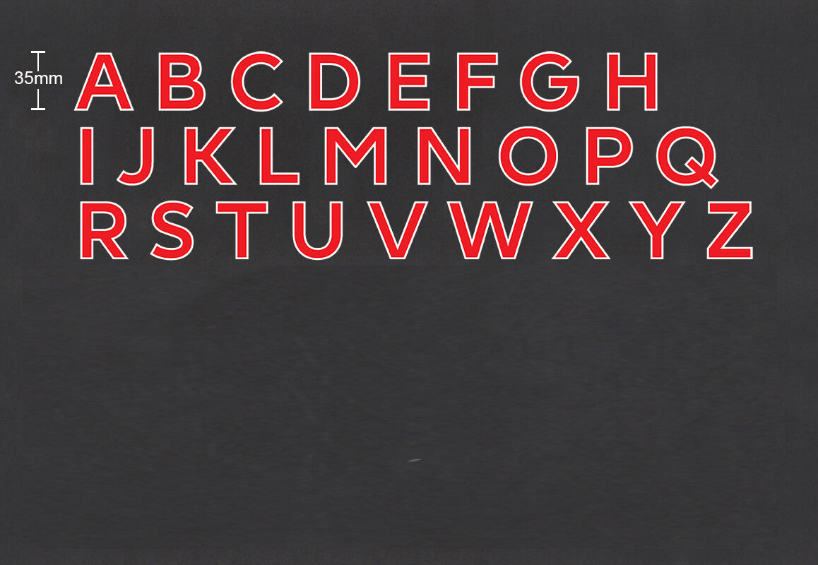 2019 - 2023 OFFICIAL AVERY DENNISON PREMIER LEAGUE RED KIDS SIZE LETTERS 35MM