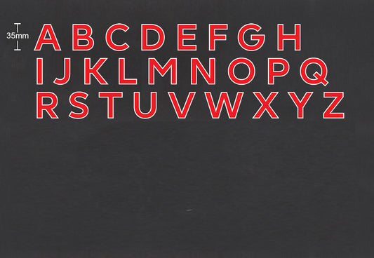 2019 - 2023 OFFICIAL AVERY DENNISON PREMIER LEAGUE RED KIDS SIZE LETTERS 35MM