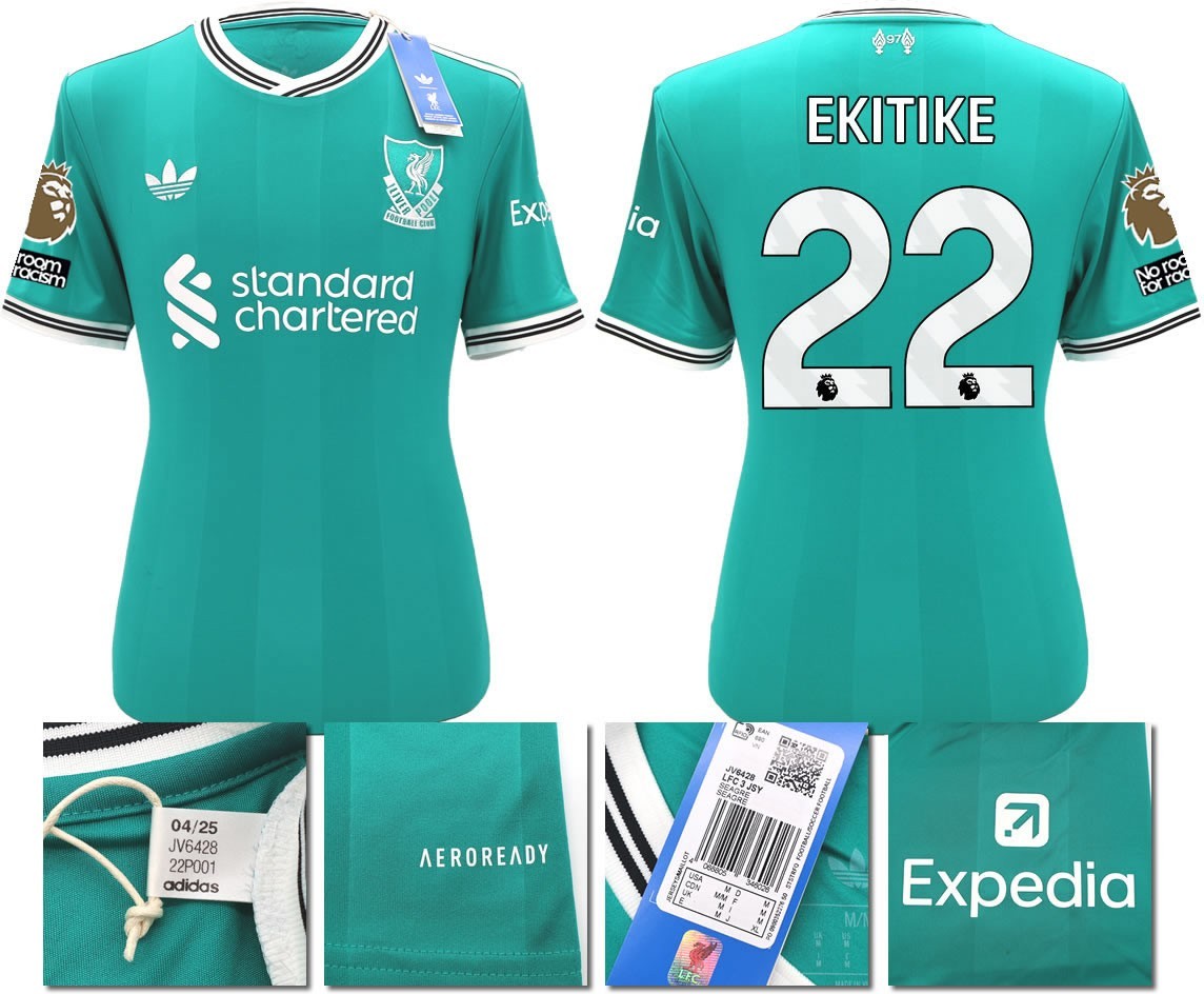 BNWT 2025 2026 LIVERPOOL ADIDAS 3RD SHIRT EKITIKE 22 + PATCHES MEN'S
