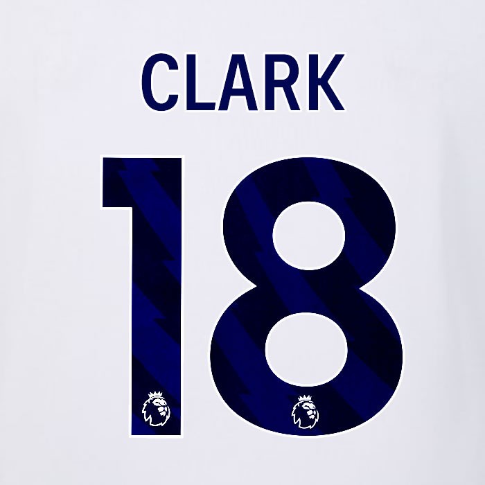 2023 2024 LUTON TOWN OFFICIAL CLARKE 18 BLUE AWAY PLAYER SIZE NAMESET