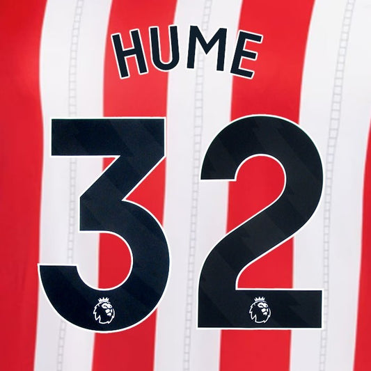 2025 2026 OFFICIAL SUNDERLAND HUME 32 BLACK HOME PLAYER SIZE NAME SET