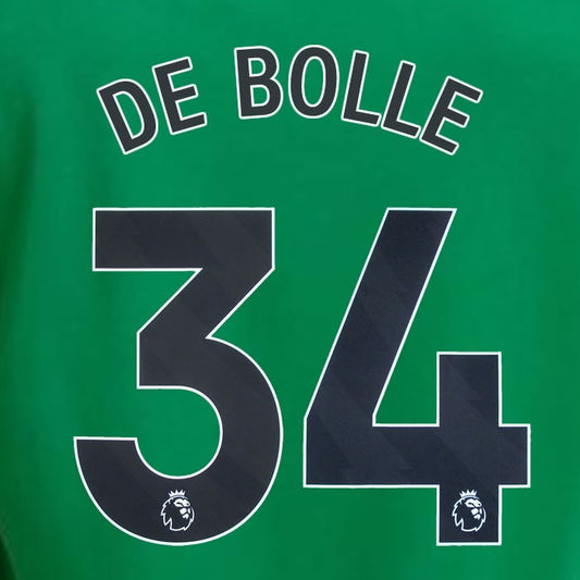 2023 2024 NEWCASTLE DE BOLLE 34 OFFICIAL BLACK AWAY PLAYER SIZE NAME SET