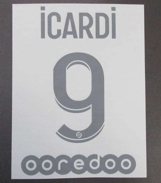 2020 2021 OFFICIAL PARIS SAINT-GERMAIN 4th ICARDI 9 PLAYER SIZE NAME SET