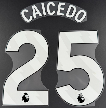 2023 2024 OFFICIAL CHELSEA CAICEDO 25 WHITE AWAY PLAYER SIZE NAMESET