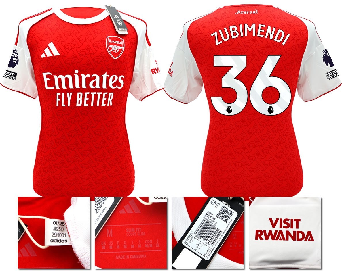 BNWT 2025/2026 ARSENAL F.C. ADIDAS HOME SHIRT ZUBIMENDI 36 + PATCHES