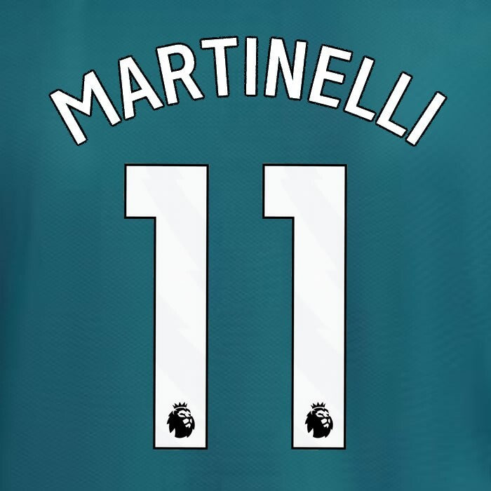 2023 2024 ARSENAL MARTINELLI 11 WHITE 3RD OFFICIAL PLAYER SIZE NAME SET