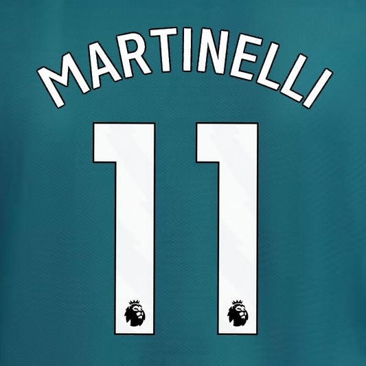 2023 2024 ARSENAL MARTINELLI 11 WHITE 3RD OFFICIAL PLAYER SIZE NAME SET
