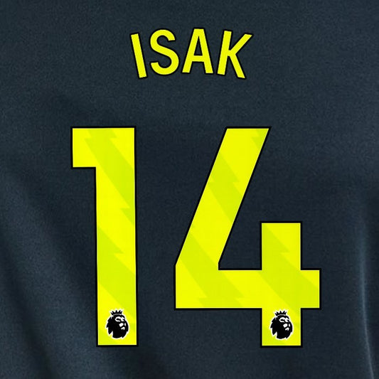 2023 2024 NEWCASTLE ISAK 14 OFFICIAL YELLOW 3rd PLAYER SIZE NAME SET