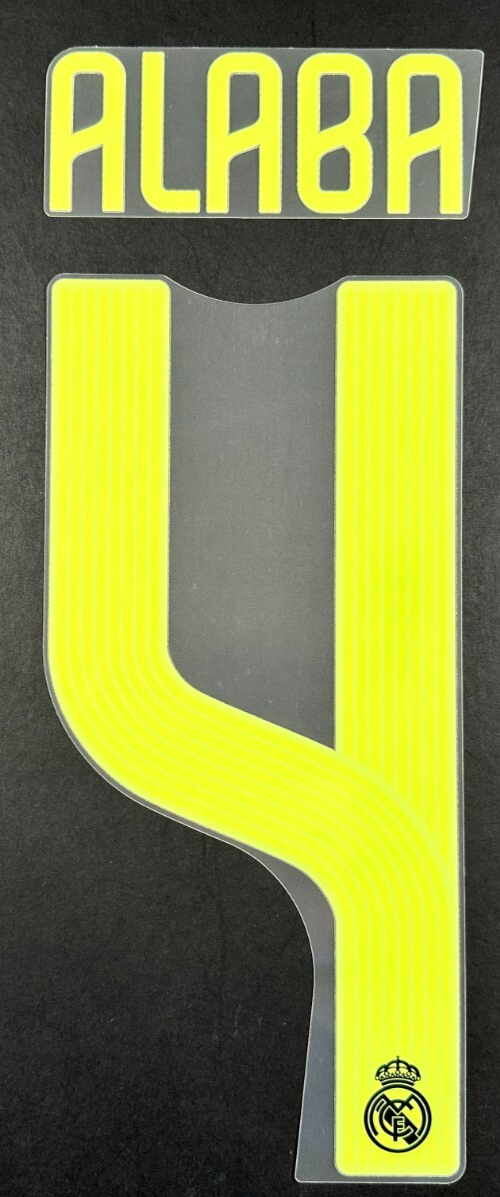2022 2023 AVERY DENNISON REAL MADRID ALABA 4 3RD GREEN PLAYER SIZE NAMESET