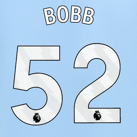 2024 2025 MANCHESTER CITY BOBB 52 WHITE HOME PLAYER SIZE NAME SET