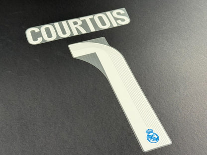 2025 2026 REAL MADRID COURTOIS 1 OFFICIAL 3RD PLAYER SIZE NAMESET