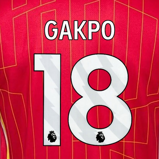 2024 2025 OFFICIAL LIVERPOOL GAKPO 18 WHITE HOME PLAYER SIZE NAMESET