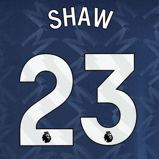 2024 2025 MANCHESTER UNITED SHAW 23 AWAY WHITE PLAYER SIZE NAMESET