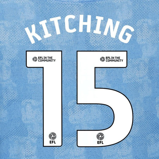 25 26 COVENTRY CITY KITCHING 15 OFFICIAL WHITE HOME PLAYER SIZE NAME SET 230MM