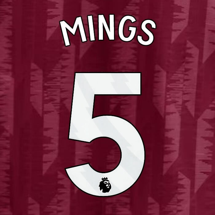 2023 2024 ASTON VILLA MINGS 5 OFFICIAL WHITE HOME PLAYER SIZE NAMESET