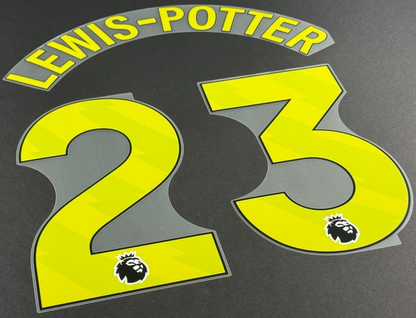 2024 2025 BRENTFORD LEWIS - POTTER 23 OFFICIAL YELLOW THIRD PLAYER SIZE NAMESET