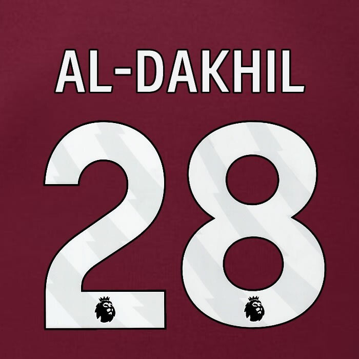 2023 2024 BURNLEY AL-DAKHIL 28 OFFICIAL WHITE HOME PLAYER SIZE NAMESET