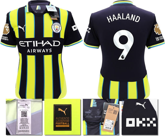 BNWT 24 25 MAN CITY PUMA AWAY HAALAND 9 + PATCHES FOOTBALL SHIRT MEN'S LARGE