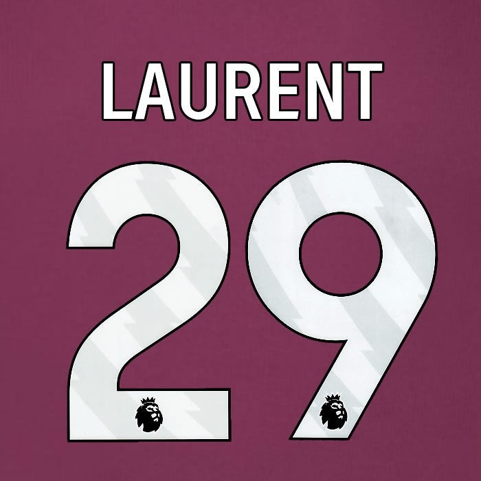 2025 2026 BURNLEY LAURENT 29 OFFICIAL WHITE HOME PLAYER SIZE NAMESET