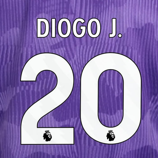 2023 2024 OFFICIAL LIVERPOOL DIOGO J. 20 WHITE 3RD PLAYER SIZE NAMESET