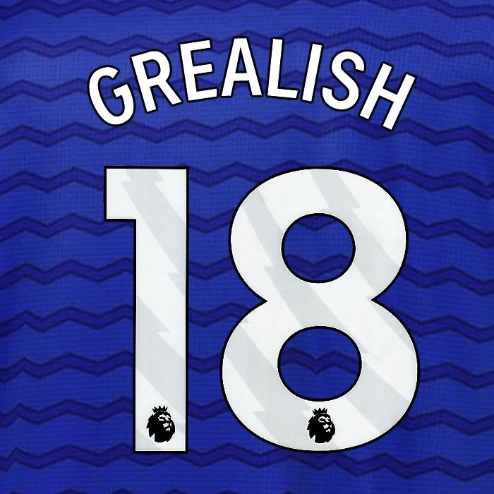 2025 2026 EVERTON GREALISH 18 OFFICIAL WHITE HOME PLAYER SIZE NAMESET