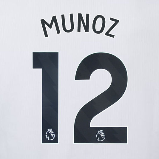 2023 2024 OFFICIAL CRYSTAL PALACE MUNOZ 12 BLACK AWAY PLAYER SIZE NAMESET
