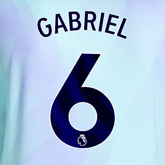 2024 2025 ARSENAL GABRIEL 6 BLUE 3RD OFFICIAL PLAYER SIZE NAMESET
