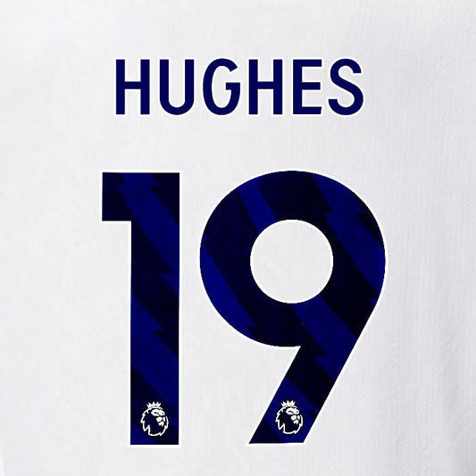 2025 2026 OFFICIAL CRYSTAL PALACE HUGHES 19 BLUE AWAY PLAYER SIZE NAMESET