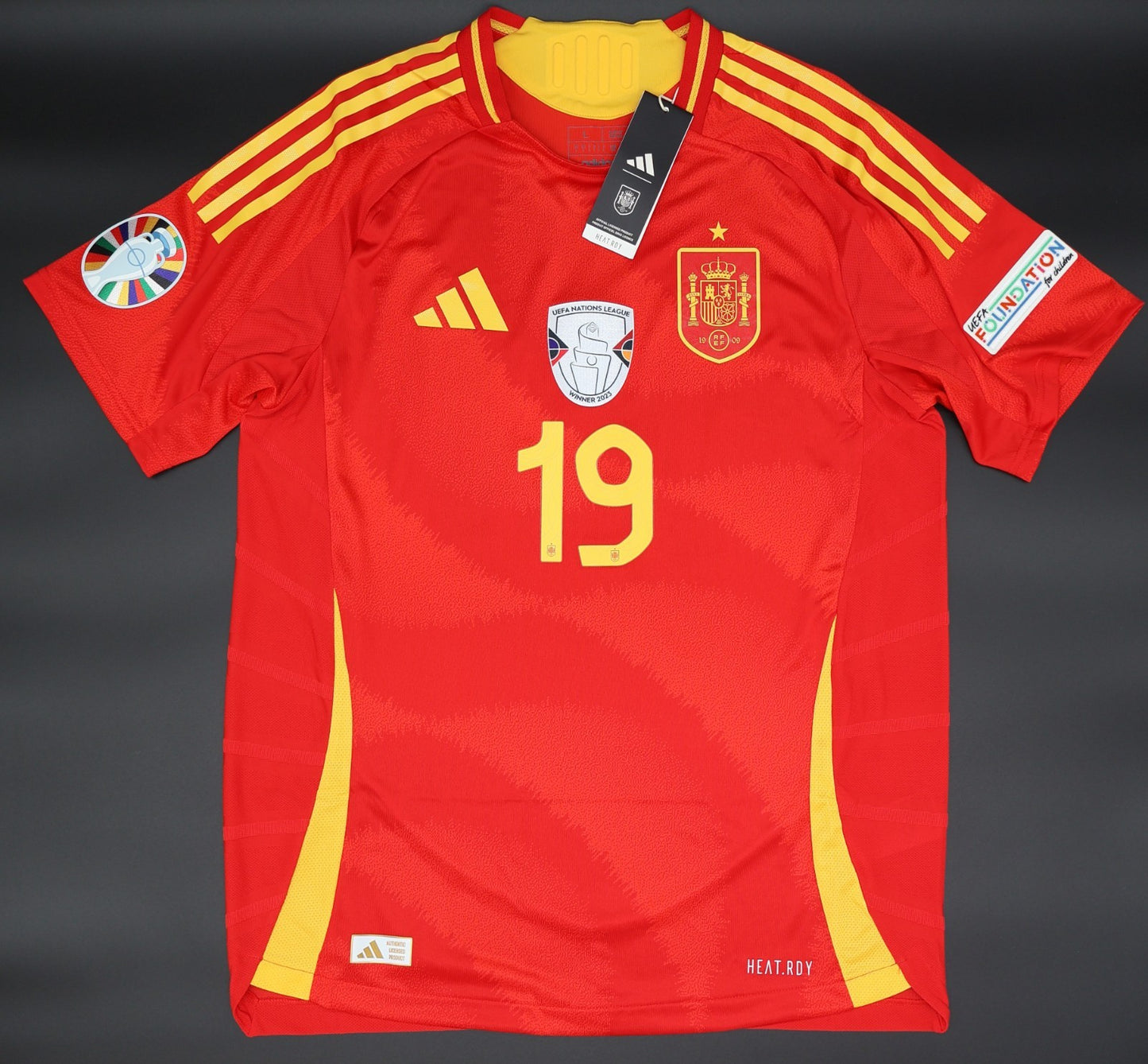BNWT 2024 EUROS SPAIN ADIDAS AUTHENTIC HOME SHIRT LAMINE YAMAL 19 MEN'S MEDIUM