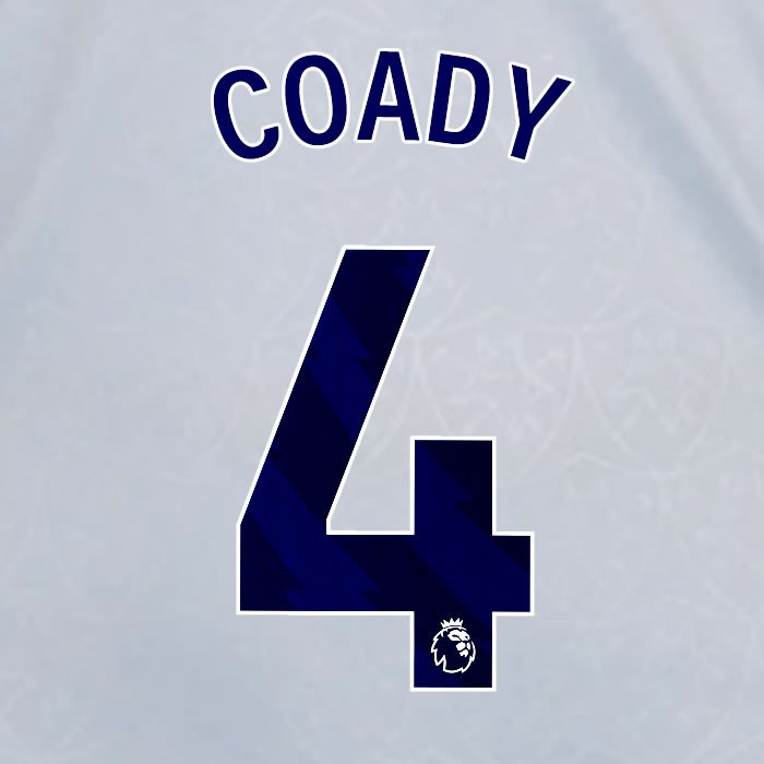 2024 2025 OFFICIAL LEICESTER CITY COADY 4 BLUE 3RD PLAYER SIZE NAME SET