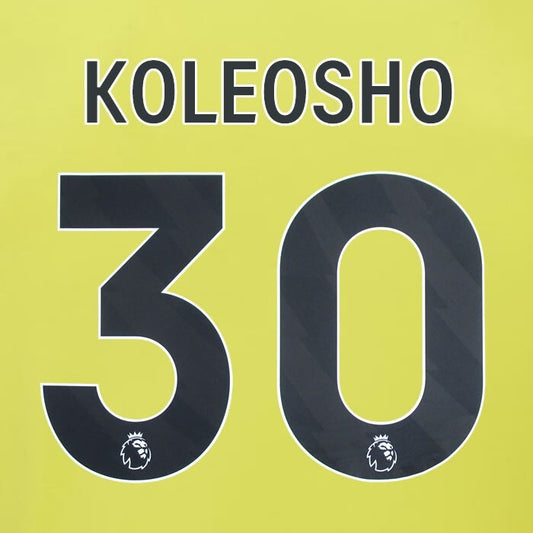 2023 2024 BURNLEY KOLEOSHO 30 OFFICIAL BLACK AWAY PLAYER SIZE NAMESET