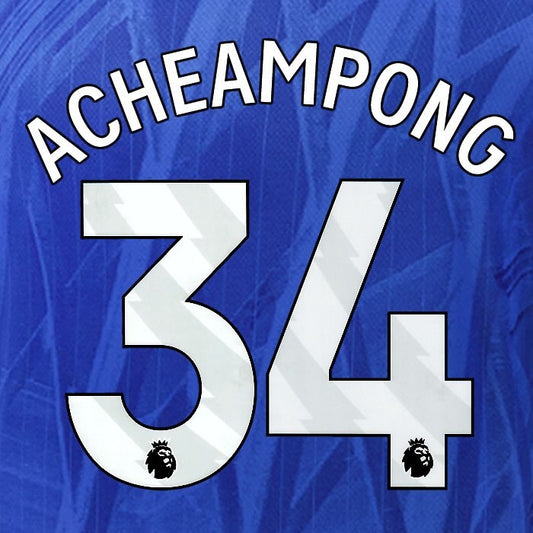 2025 2026 OFFICIAL CHELSEA ACHEAMPONG 34 WHITE HOME PLAYER SIZE NAMESET