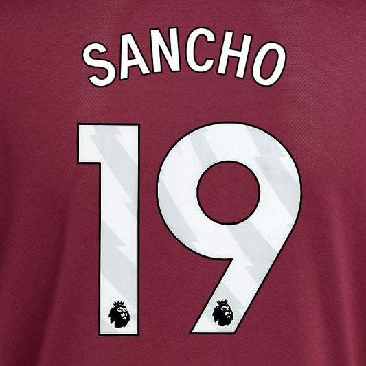 2025 2026 ASTON VILLA SANCHO 19 OFFICIAL WHITE HOME PLAYER SIZE NAMESET