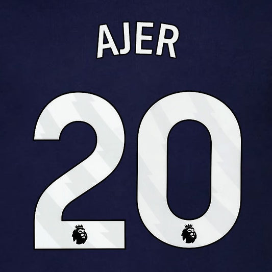 2023 2024 BRENTFORD AJER 20 OFFICIAL WHITE 3rd PLAYER SIZE NAMESET