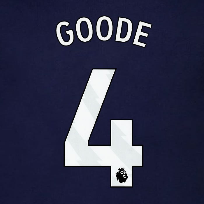 2023 2024 BRENTFORD GOODE 4 OFFICIAL WHITE 3rd PLAYER SIZE NAMESET